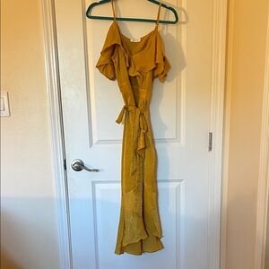 Bliss Mustard Asymmetrical Dress